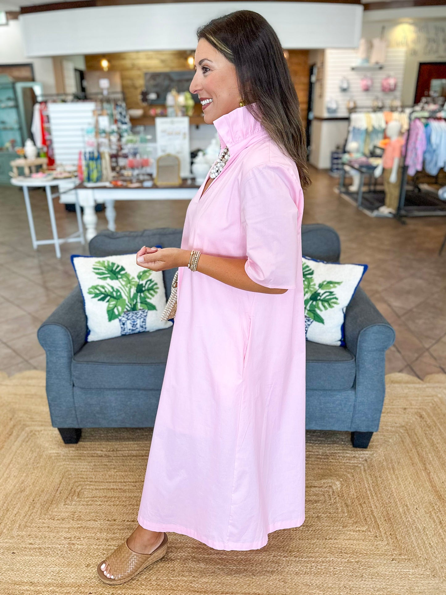 Adrienne Audrey Midi Dress in Pink