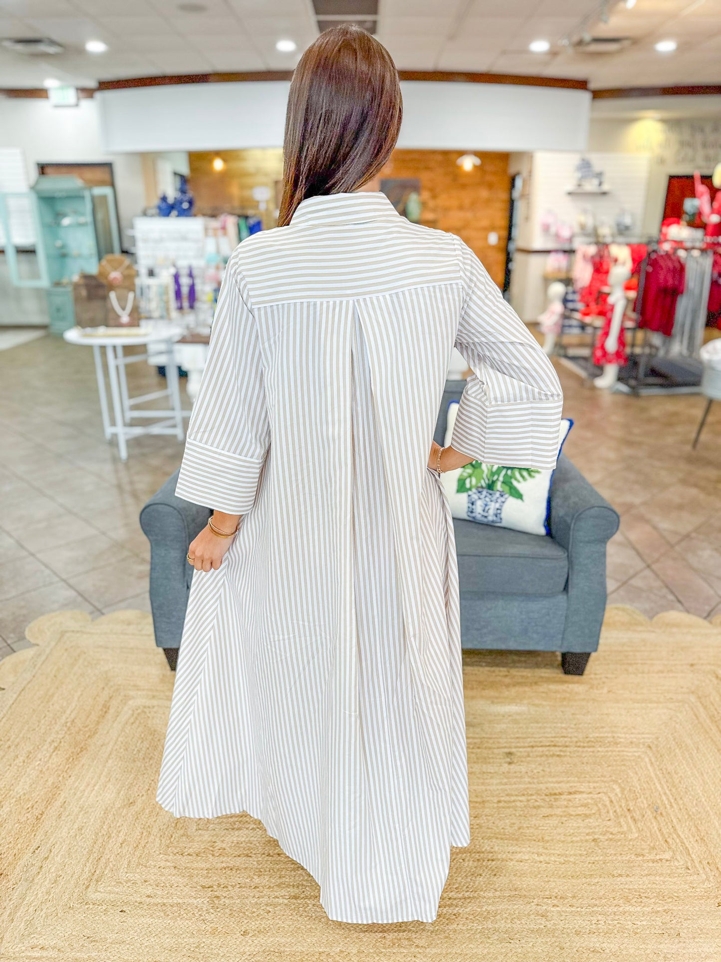 Charleston Charm Maxi Dress in Tan