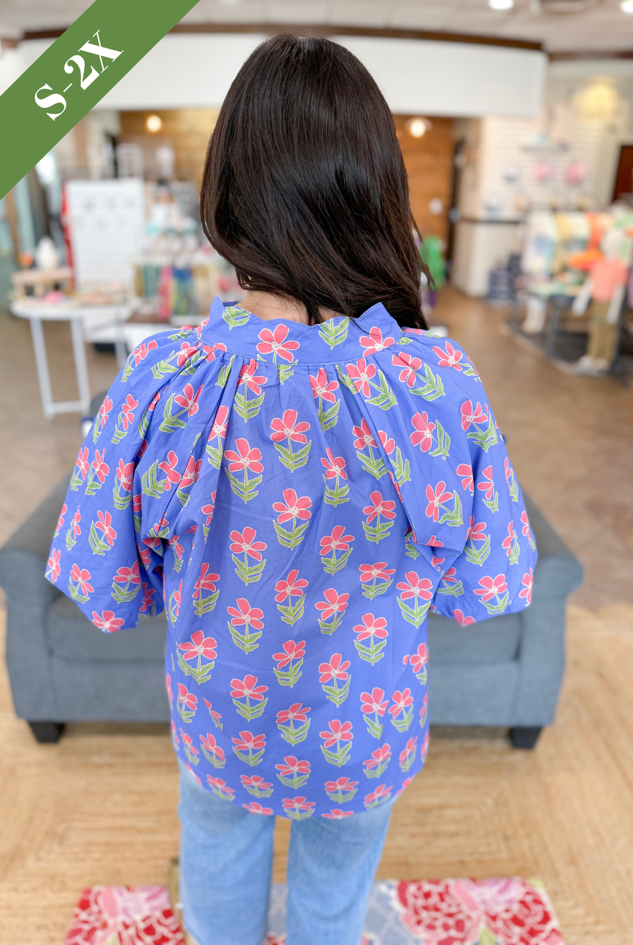 Summer Moments Floral Top in Periwinkle
