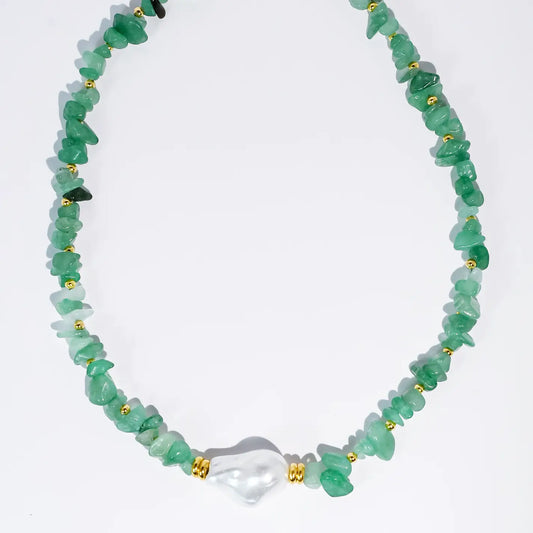 Enchanted Pearl Gemstone Necklace in Green