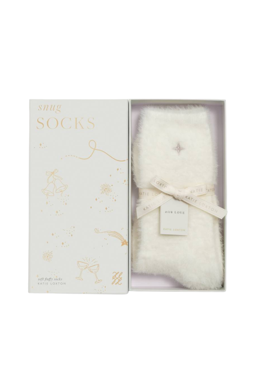 Katie Loxton | Gift Boxed Fluffy Star Socks in Off White