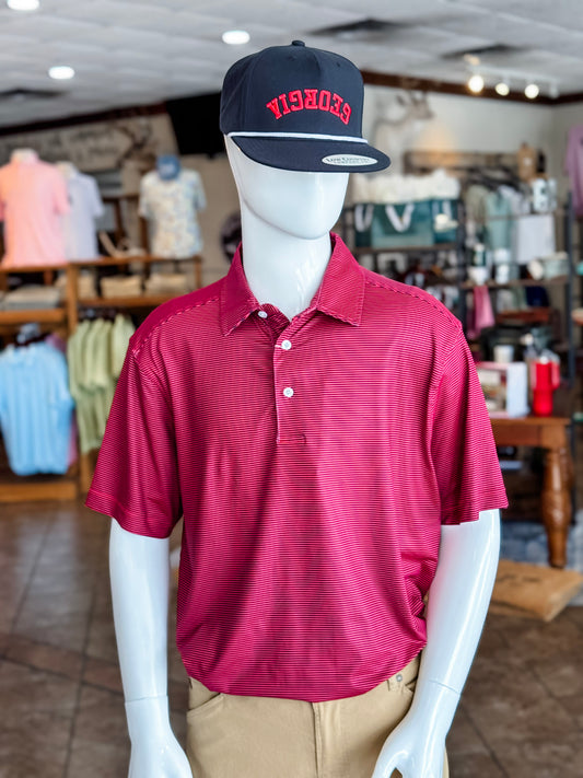 AutiLove Stripe Performance Polo in Red & Black