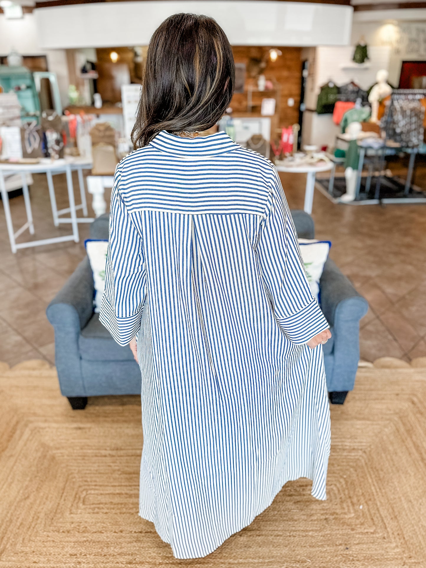 Autumn Lines Maxi Dress in Navy