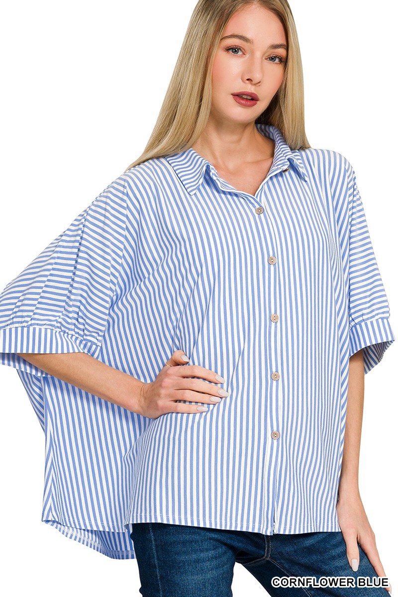 The Easy Escape Stripe Top in Blue