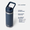 Yeti | Rambler® 18 oz Water Bottle in Olive/King Crab Orange