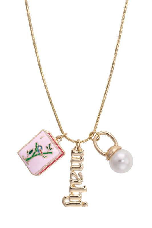 Mahjong Charm Necklace in Shiny Gold