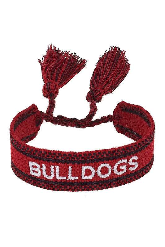 Georgia Bulldogs Woven Tassel Bracelet in Red/Black/White