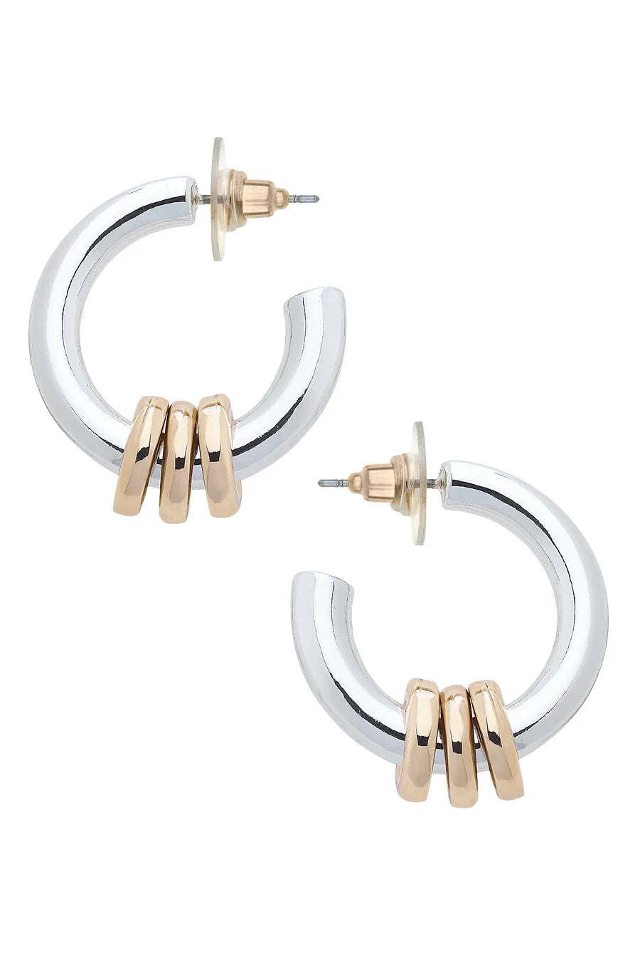 Elise Looped Hoop Earrings in Shiny Two Tone
