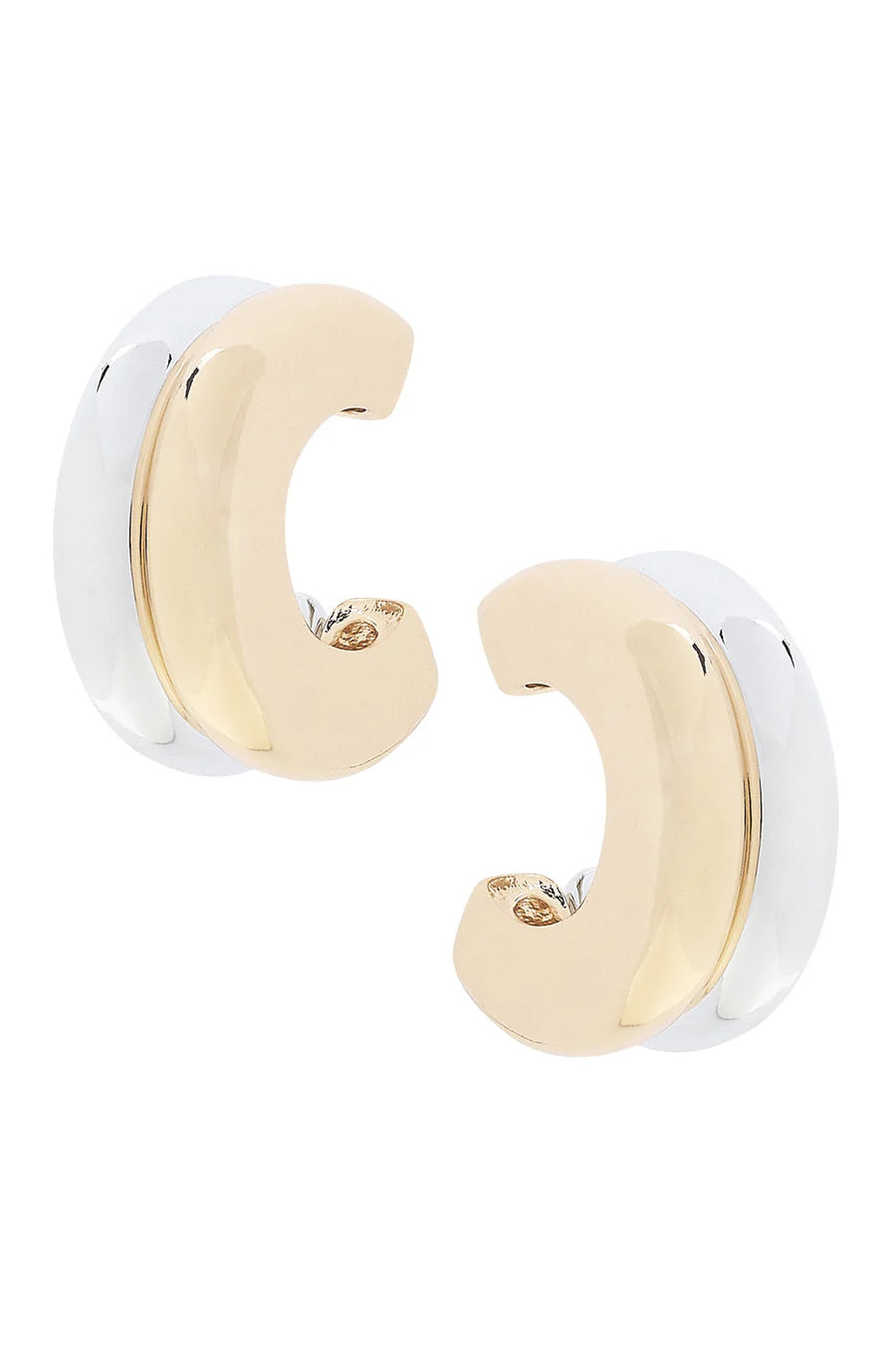 Dylan Double Hoop Earrings in Shiny Two Tone