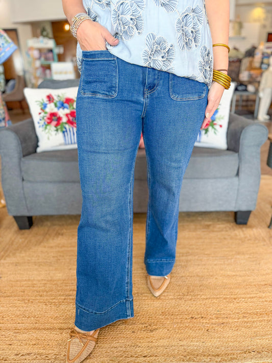 Goldie High-Rise Cropped Wide Leg Jeans