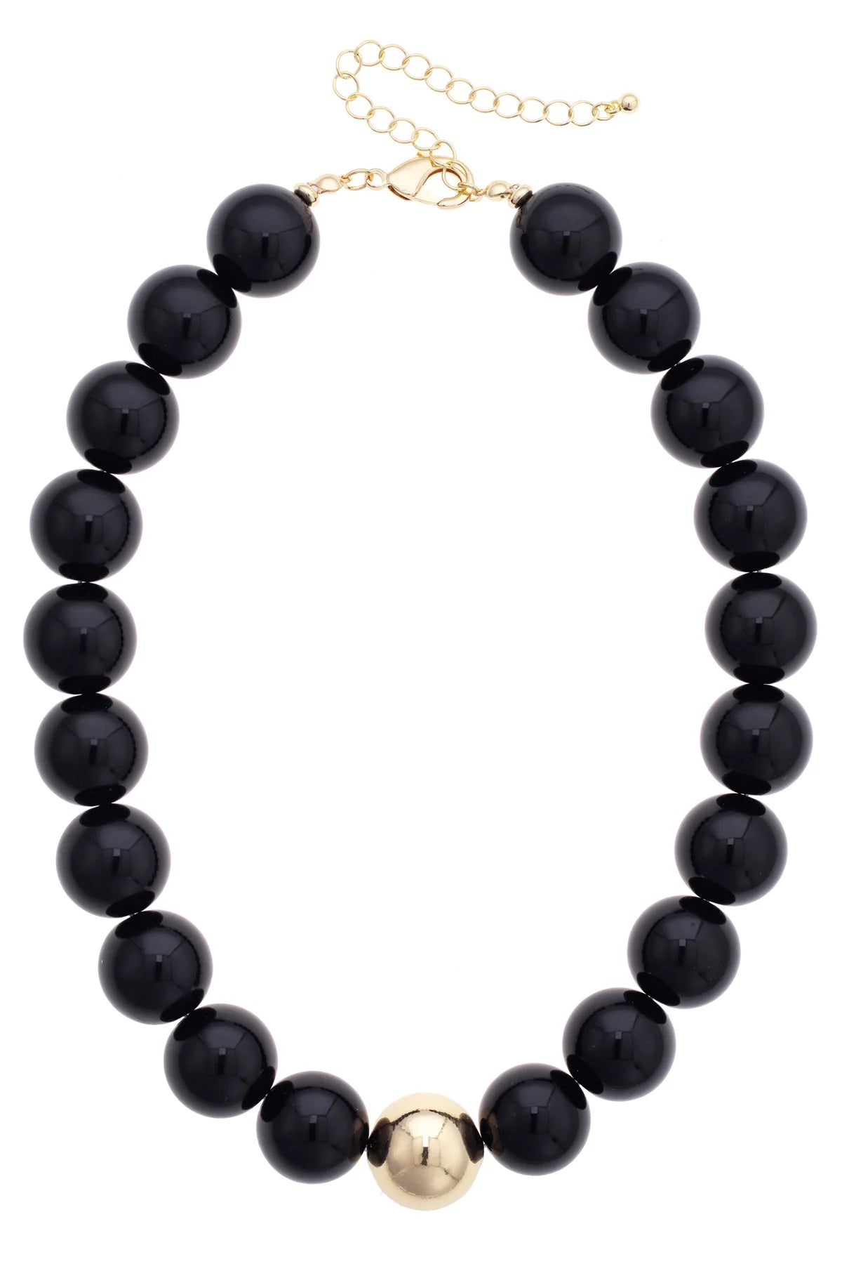Marjorie Beaded Gumball Necklace in Black