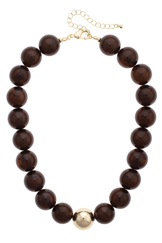 Marjorie Beaded Gumball Necklace in Brown