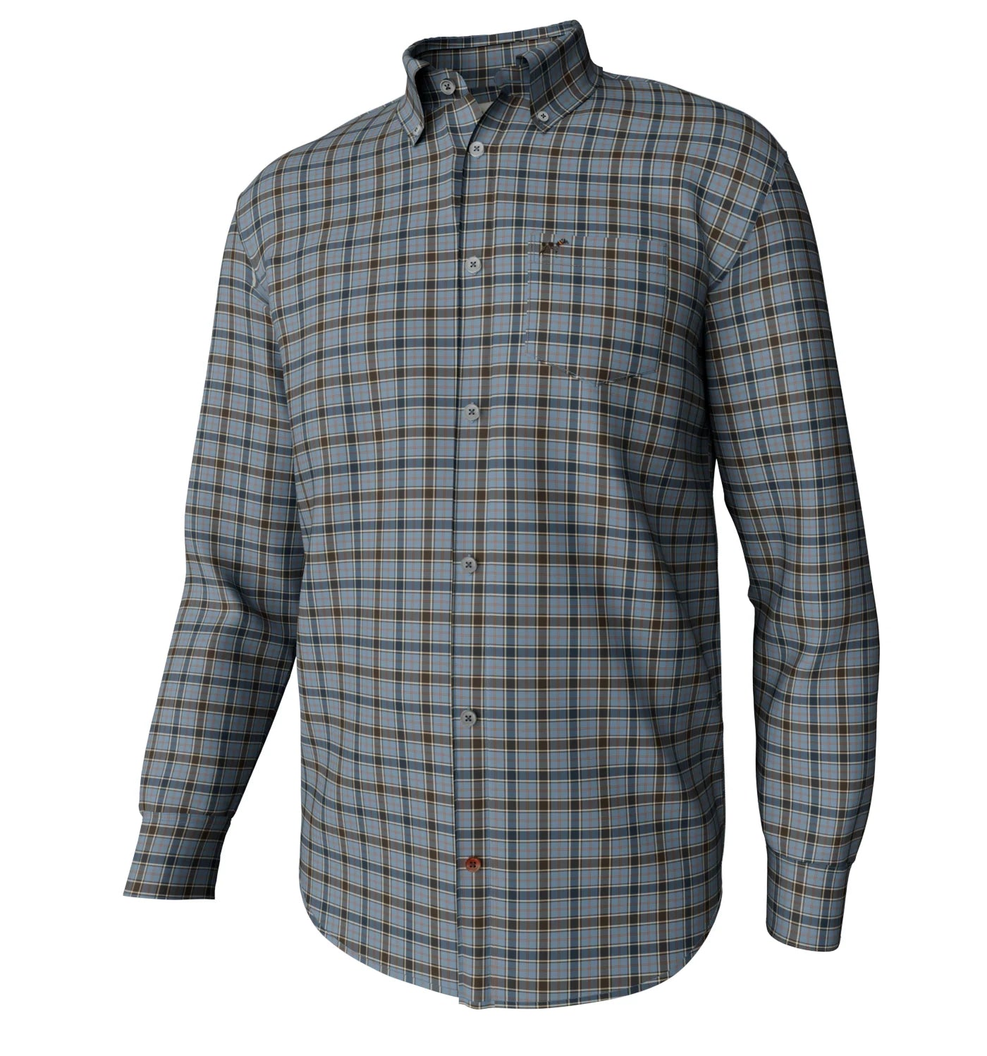 Southern Point Hadley Vintage Long Sleeve Button Down in Wright Plaid Mountain Spring