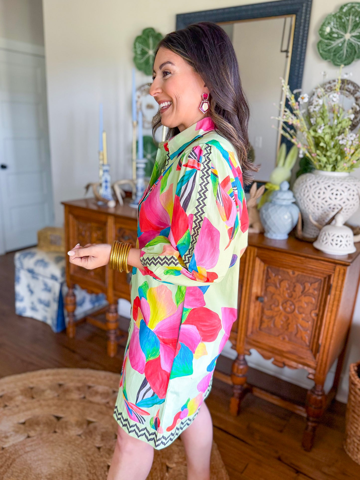 Ava Shift Dress in Lemon Pops