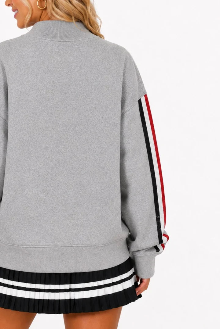 Brianna Cannon | Georgia Mock Neck Sequin Stripe Sweatshirt
