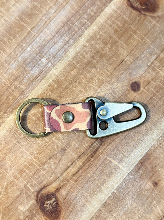 Golden Leather Co. Leather Clip Keychain in Drake Camo