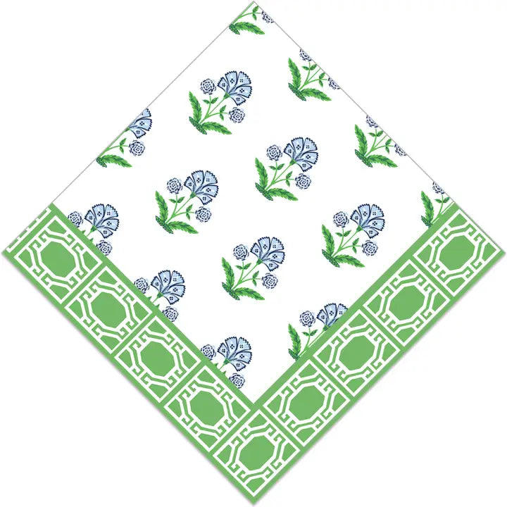 Paper Cocktail Napkins | Floral Block Print