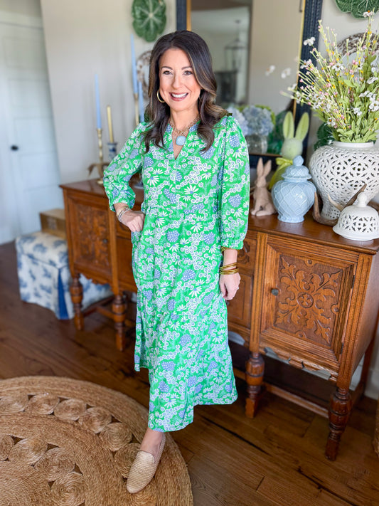 Mary Square | Cameron Dress in Daisy Chain Green