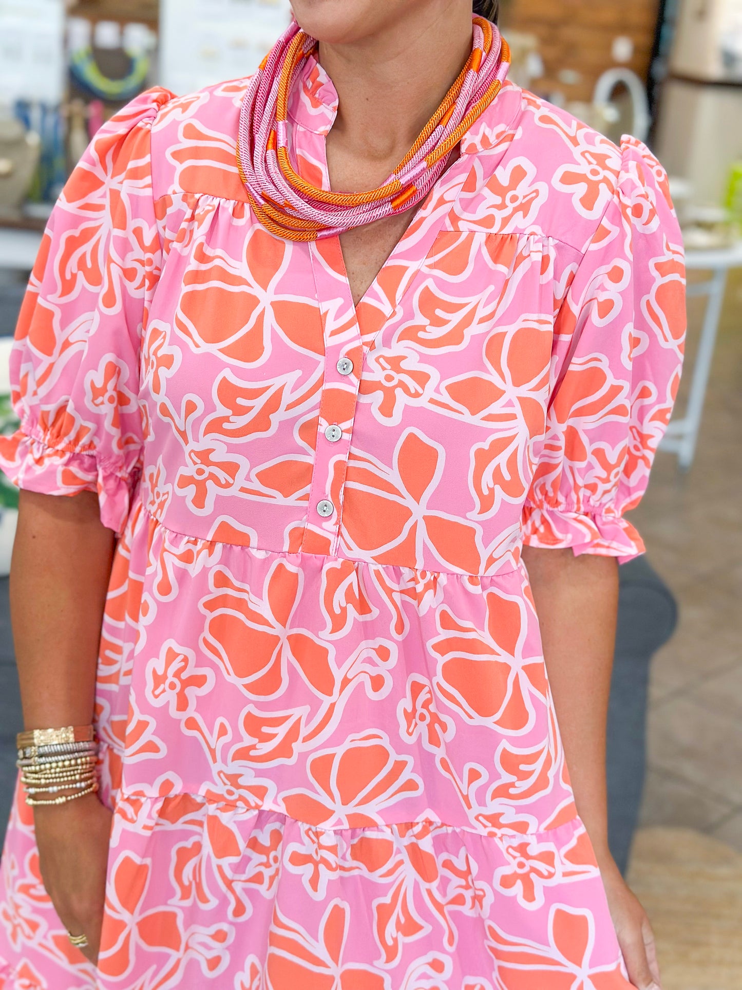 Mary Square Evie Dress | Blossom Breeze Coral
