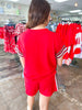 Mary Square Lauren Set in Red & Black