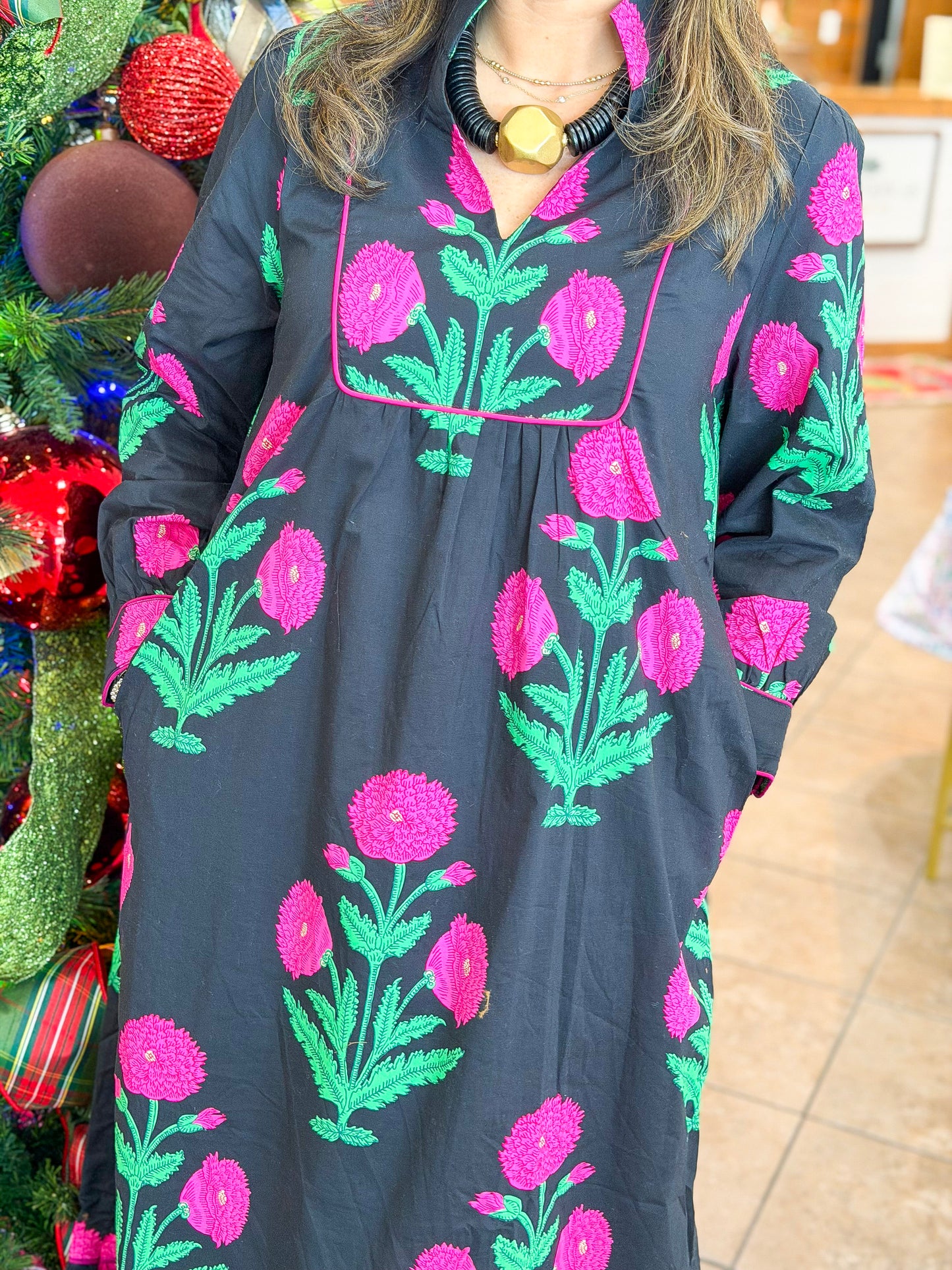 Midnight Blooms Midi Dress