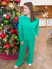 Go Cozy Crewneck Pullover Set in Kelly Green