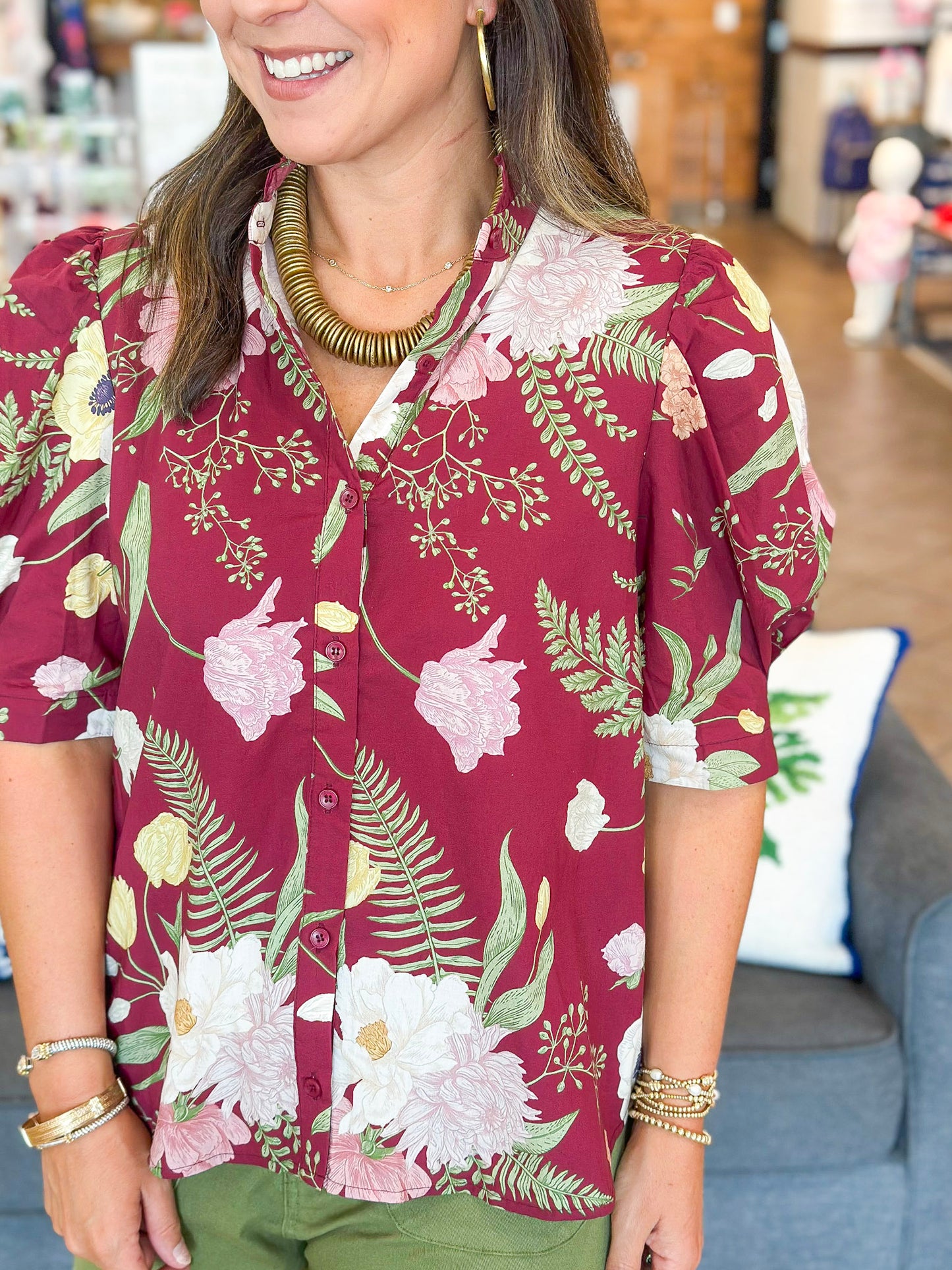 Merlot Moments Floral Top