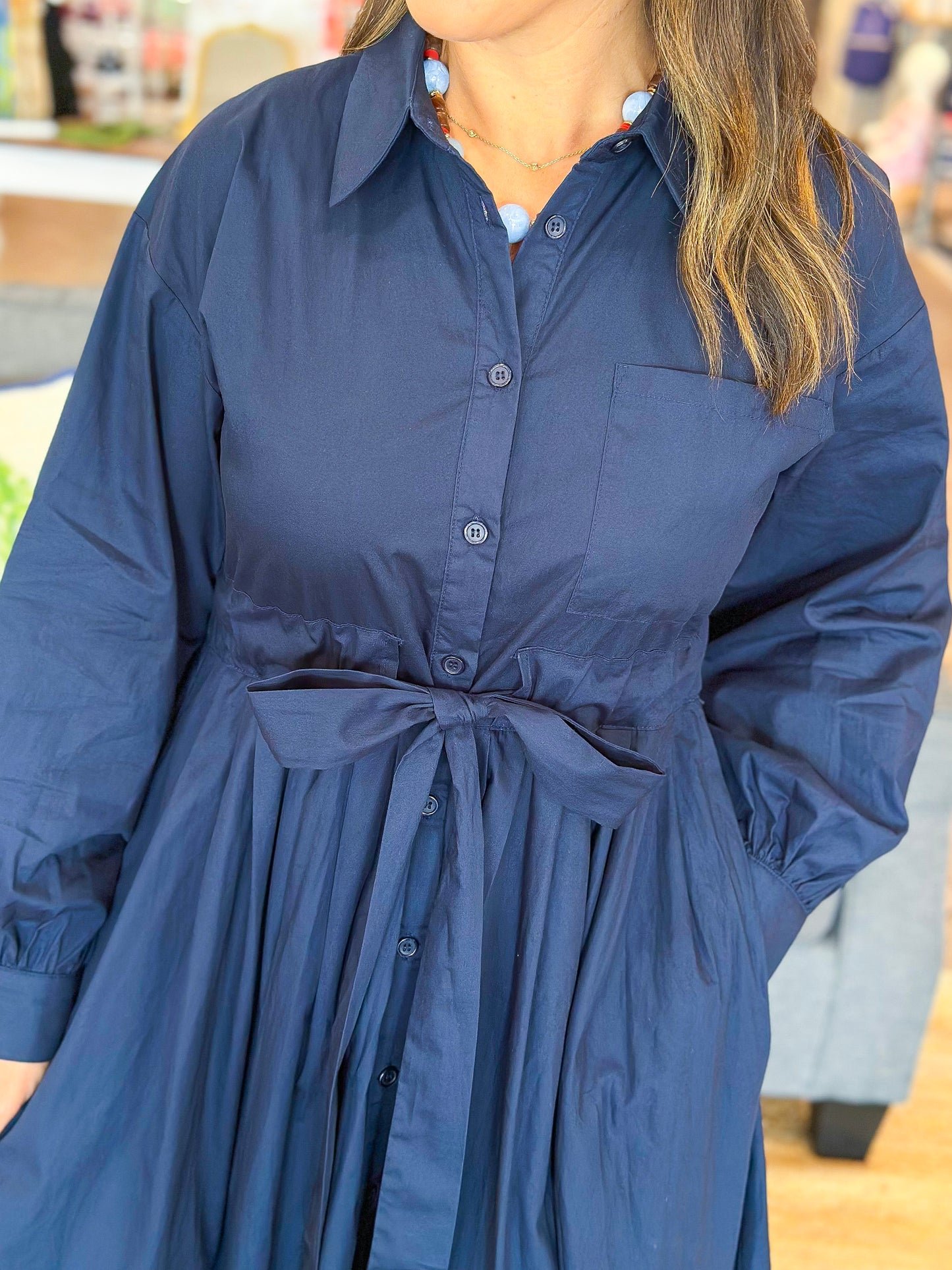 Whispering Willow Midi Dress in Navy