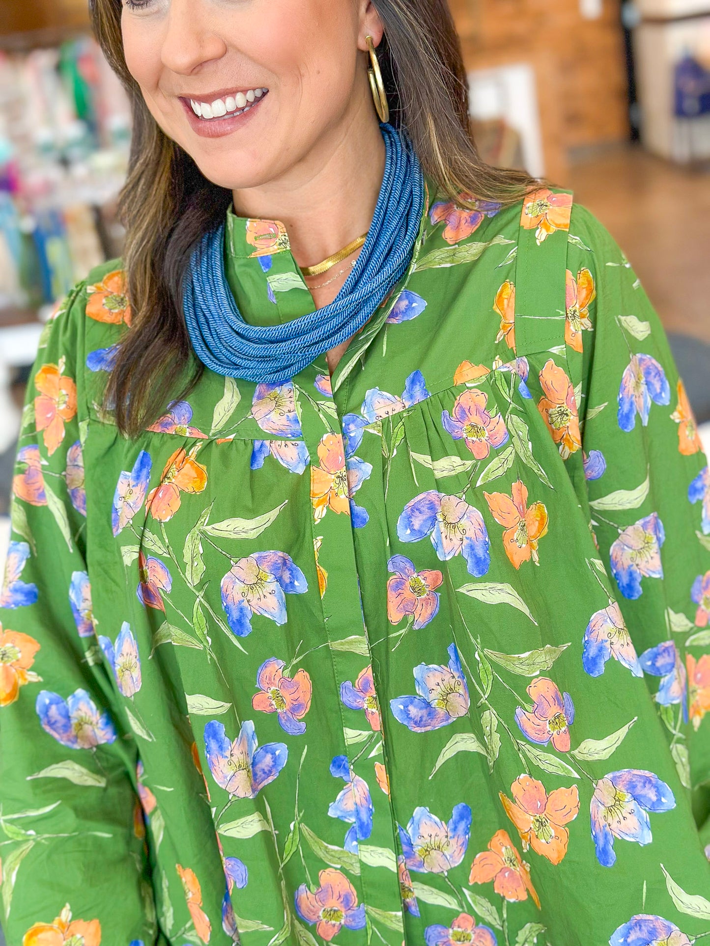 Falling Florals Top in Olive