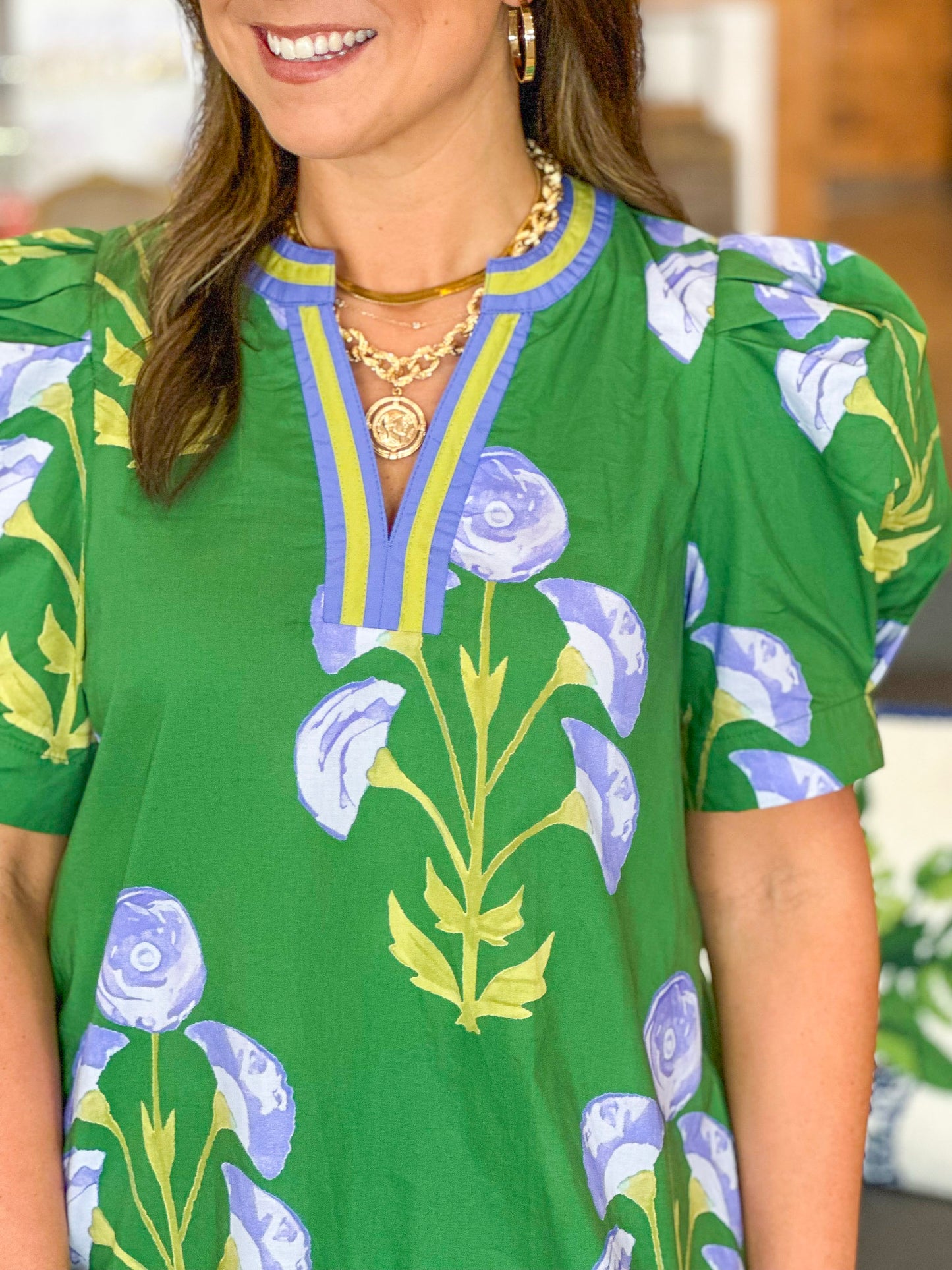 Rustic Blooms Top in Green