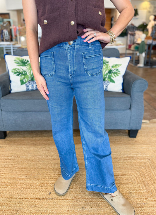 Mica Super High Rise Wide Leg Cropped Jeans