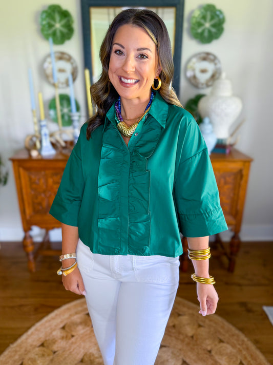 Emerald Ruffle Top