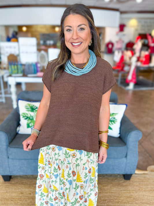 Simply Cozy Sweater Top in Brown