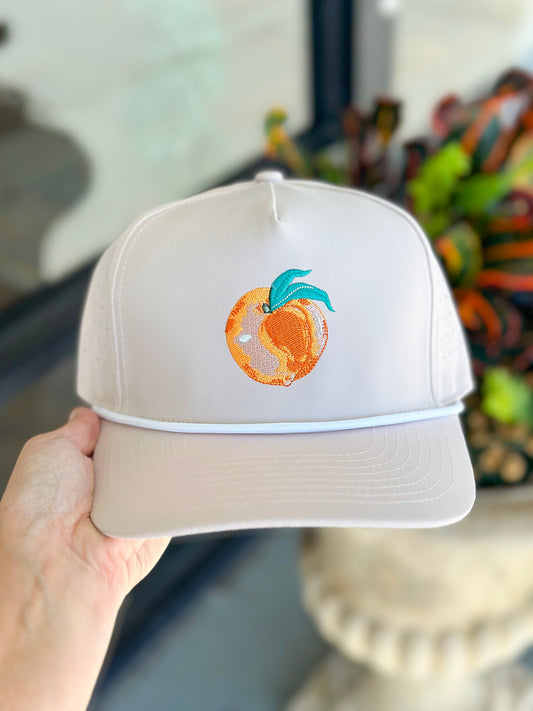 Khaki Georgia Peach Embroidered Hat with Rope