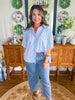 The Easy Escape Stripe Top in Blue