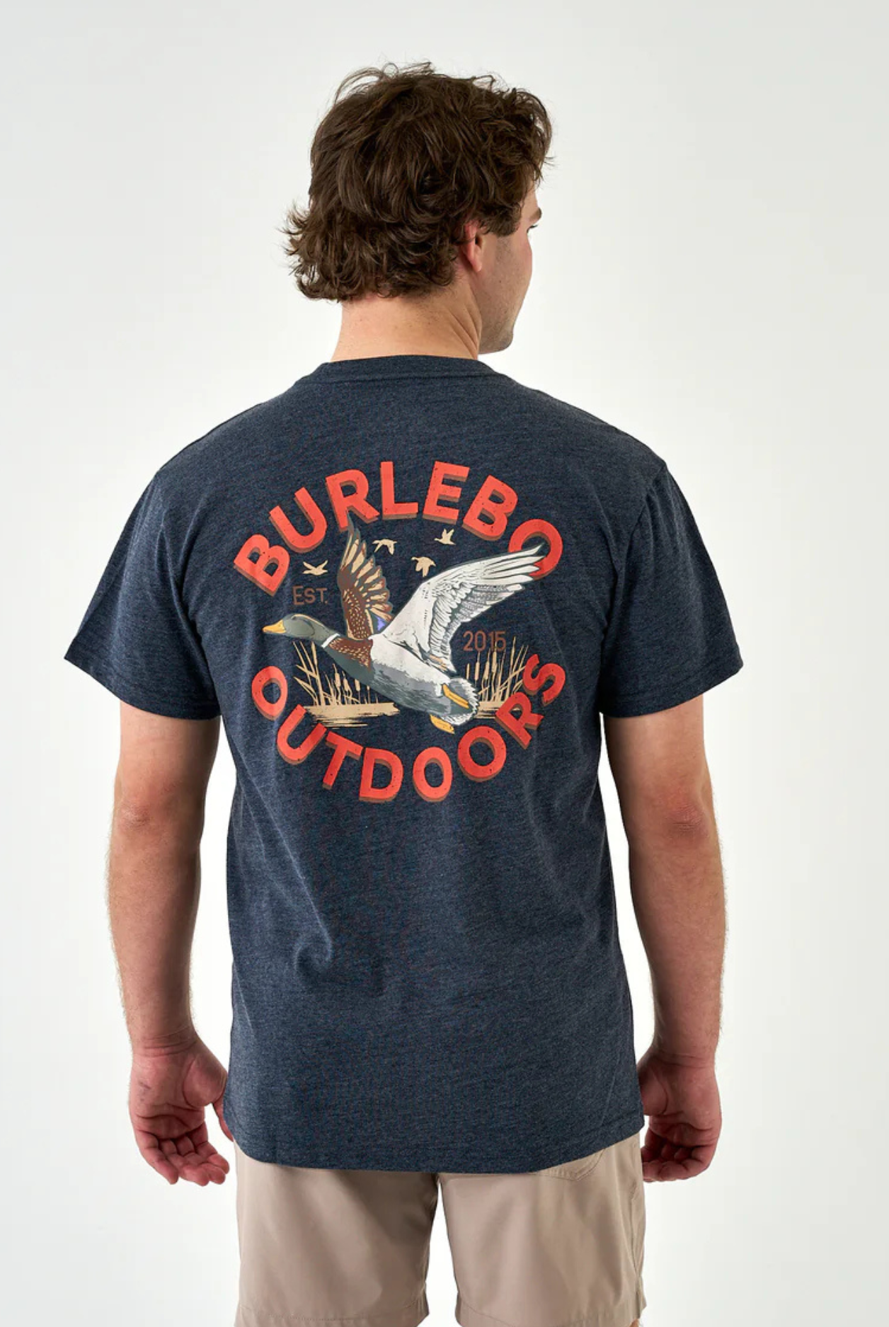 Burlebo Short Sleeve Tee - Old School Duck Hunt - Heather Navy
