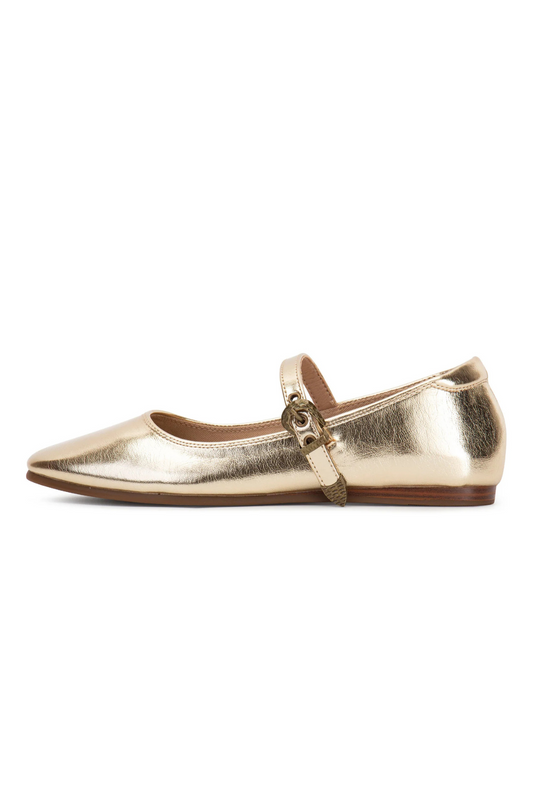 Collin Mary Jane Flat in Gold