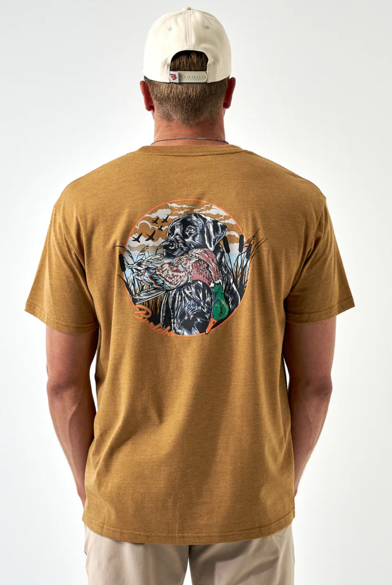 Burlebo Short Sleeve Tee - Duck and Dog - Light Brown