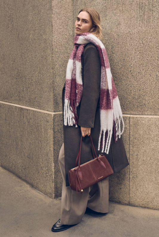Katie Loxton | Recycled Tassel Scarf in Cherry