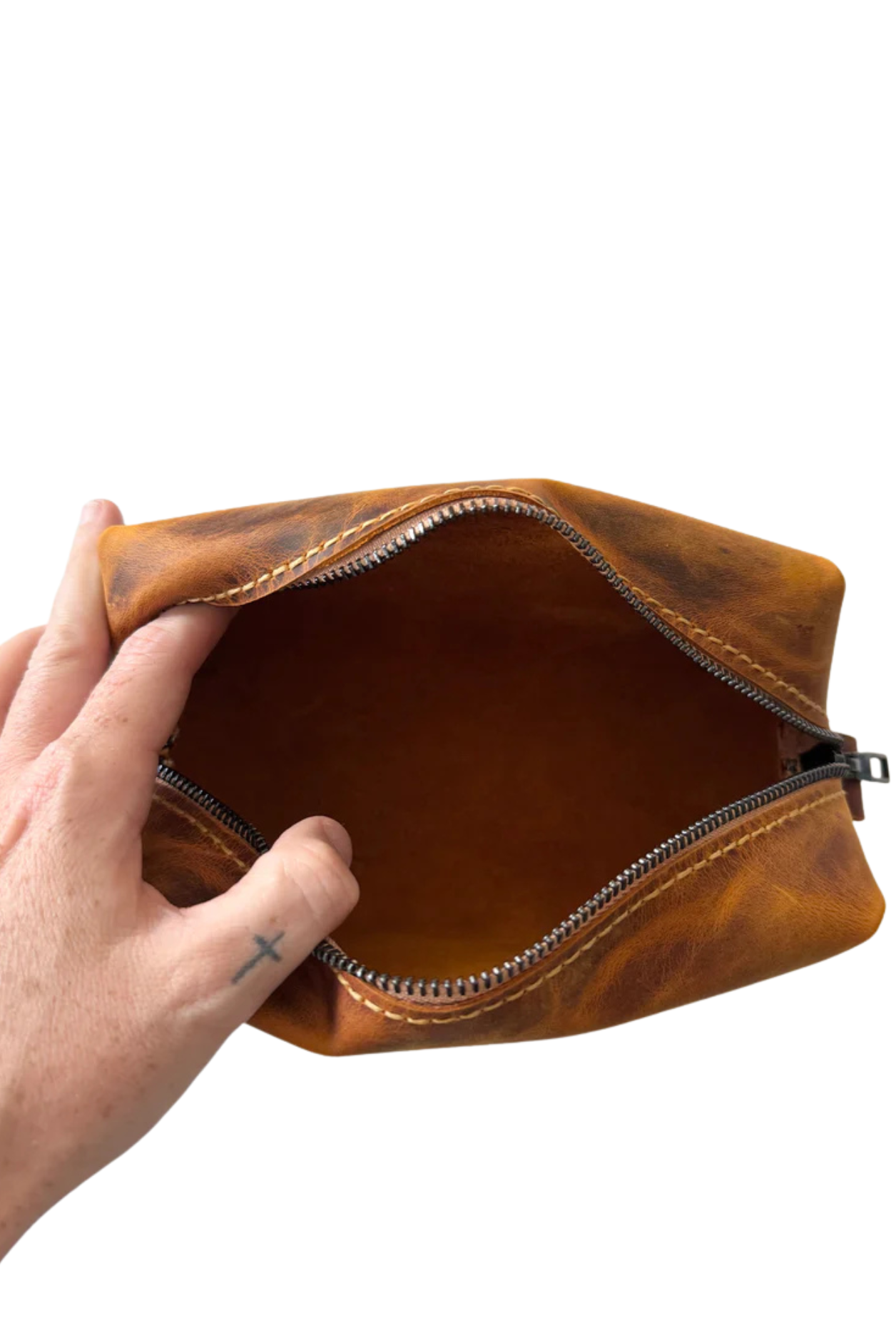 Golden Leather Toiletries Bag