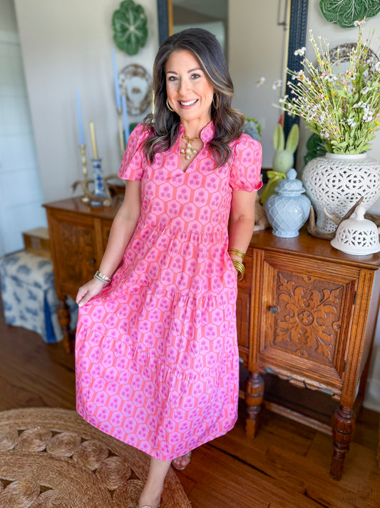 Mary Square | Ivy Dress in Rosette Charm Pink