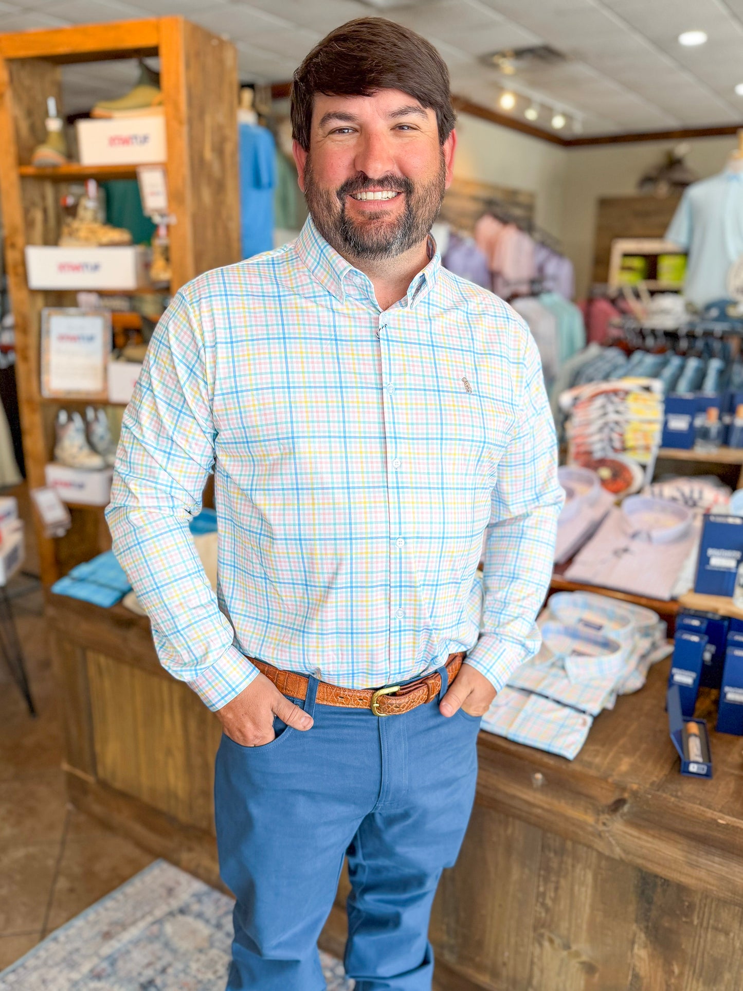 Southern Casanova | Performance Button Down in Sun Chaser Check