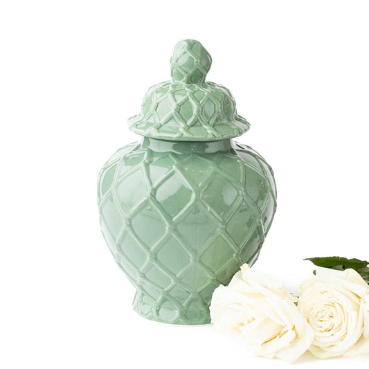 Large Textured Ginger Jar in Green