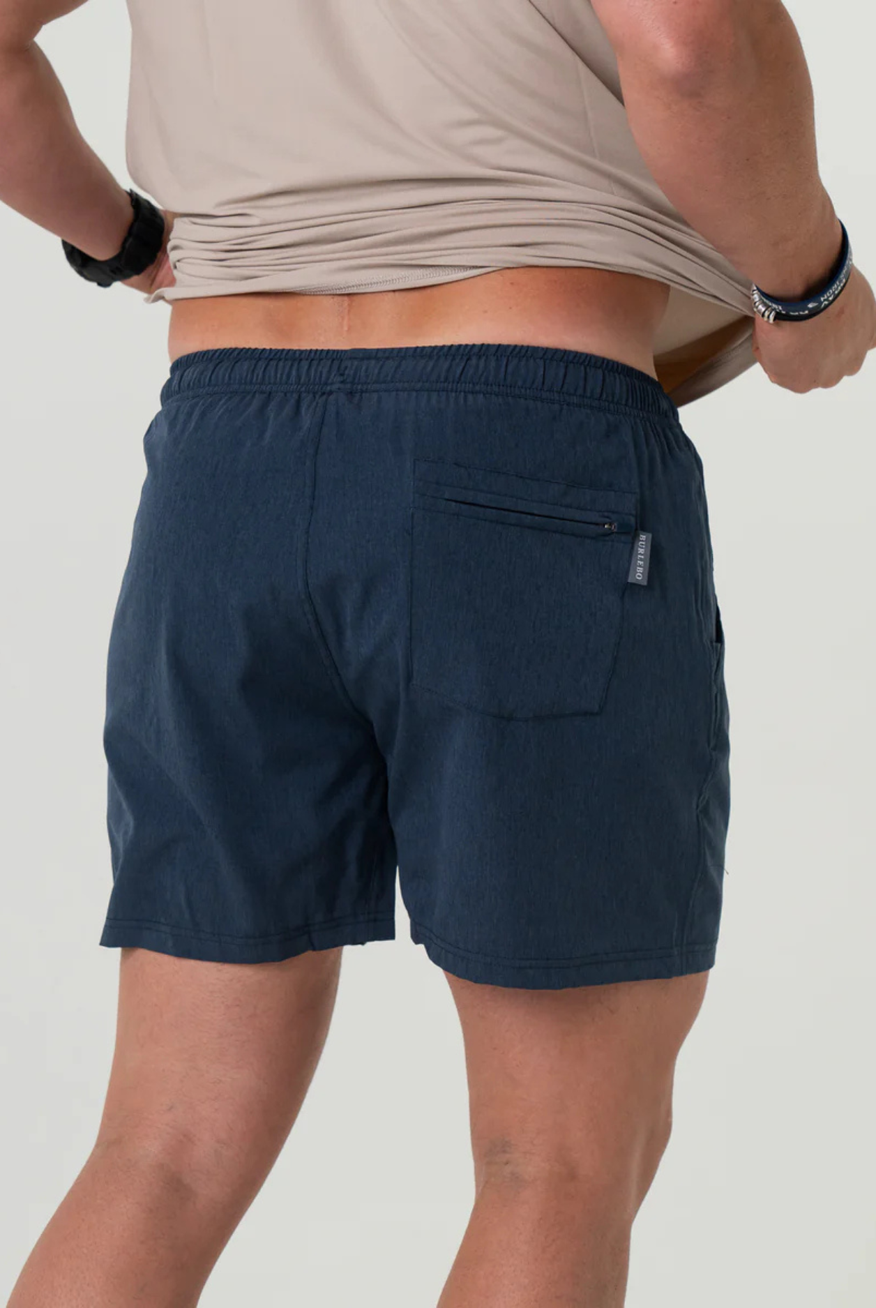 Burlebo Athletic Short - Heather Navy - American Flag Liner