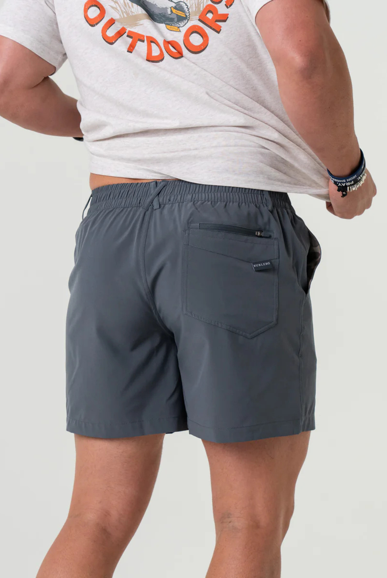 Burlebo Everyday Short - River Rock Grey - Classic Deer Camo Pocket