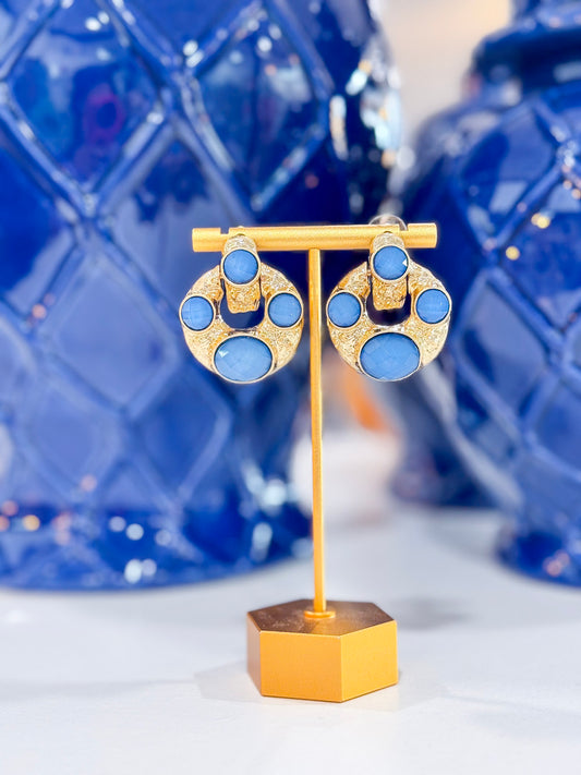 Classic Look Earrings in Blue