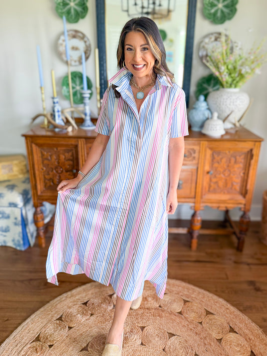 Caryn Lawn | The Millie Stripe Dress in Spritzy