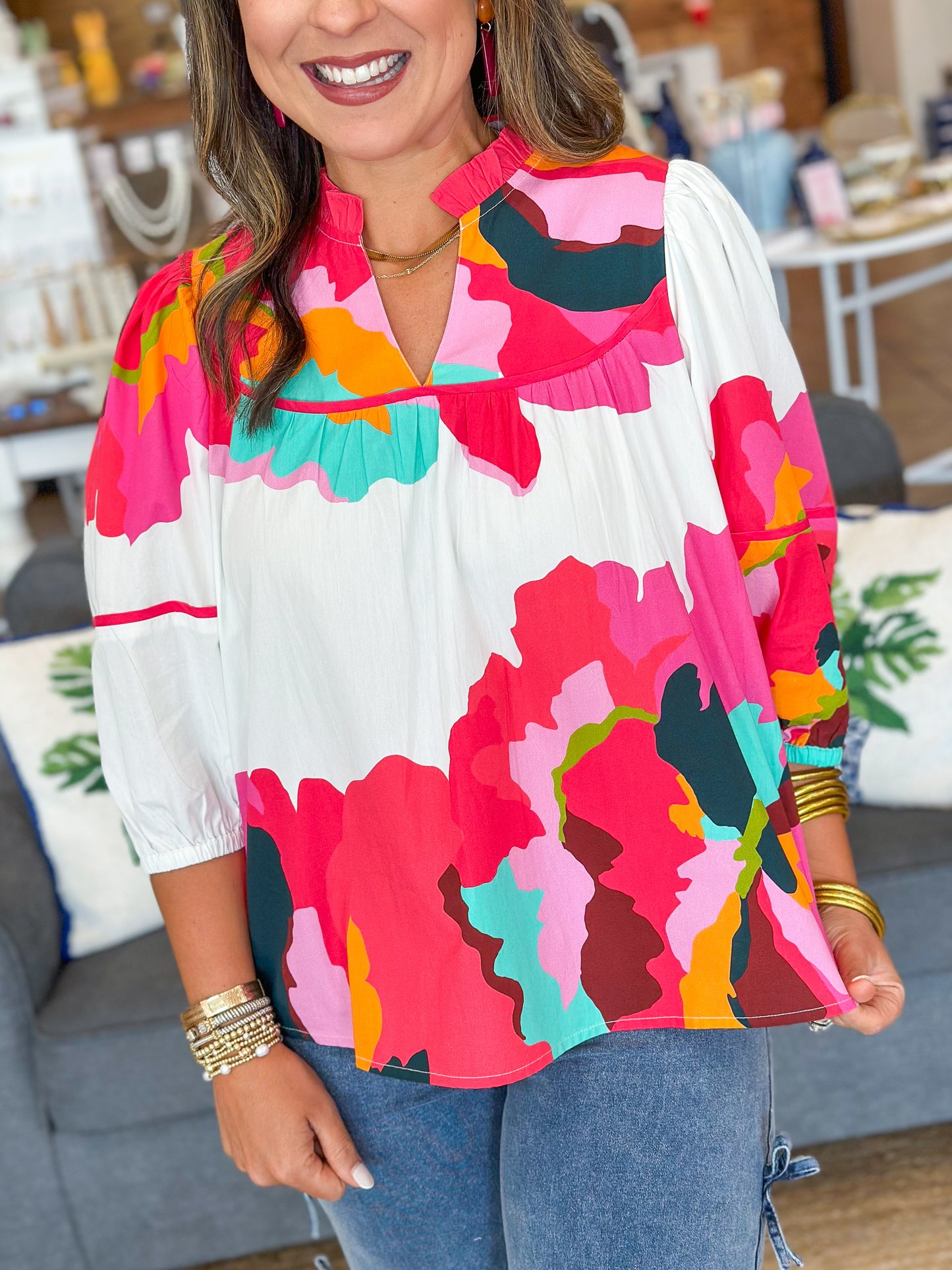 Crosby Rosie Top in Bold Bloom