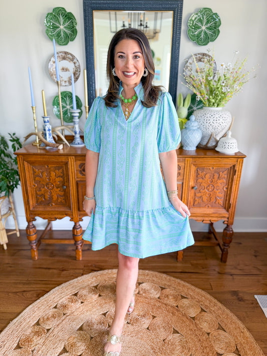 Mary Square I Nancy Dress in Garden Lace Blue