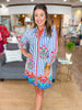 Ava Shift Dress in Striped Garden